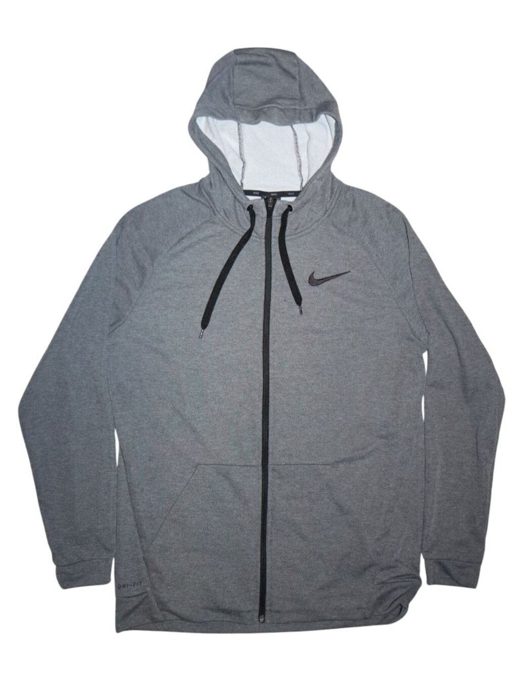 Nike Full Zip Jacket Dri FIT Hooded Long Sleeve Dark Grey Men's Size Large